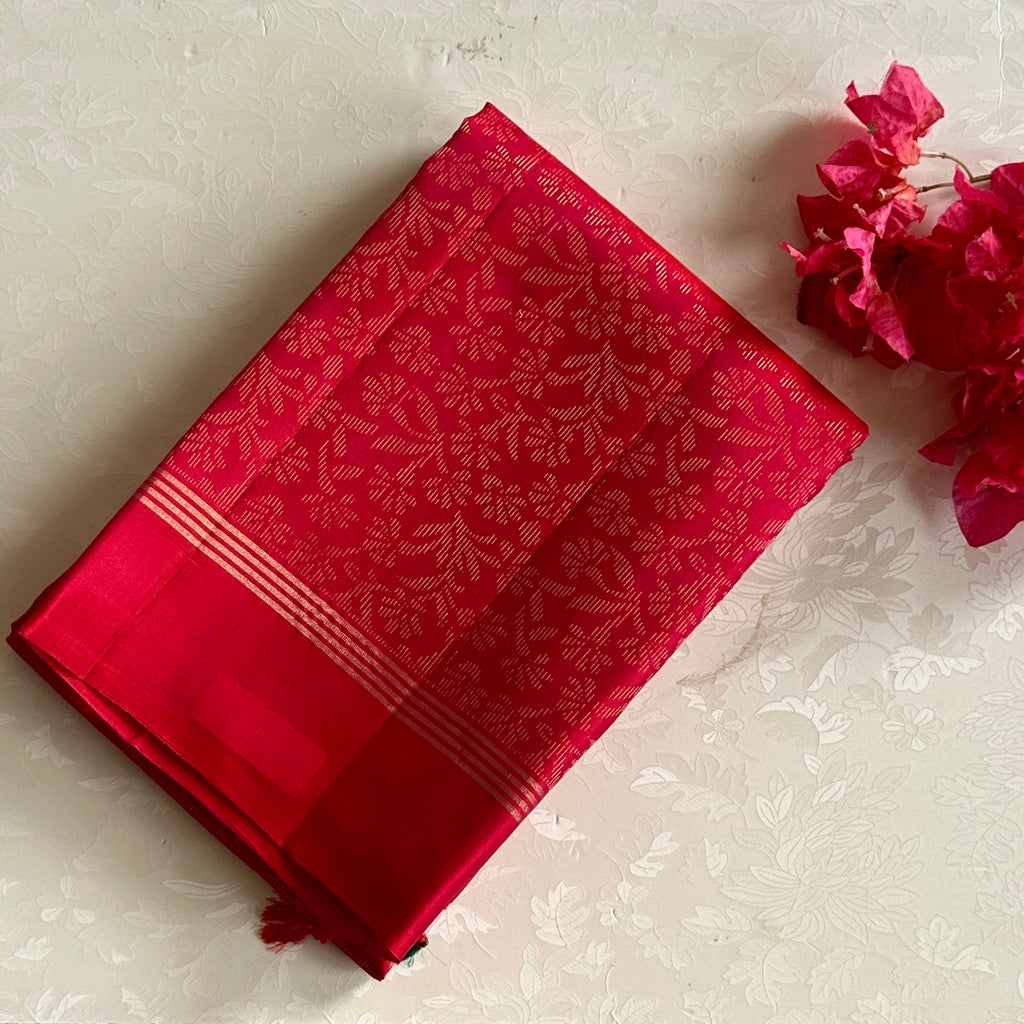 Rani Pink Designer Pure Silk Saree With Antique Gold Zari Pallu