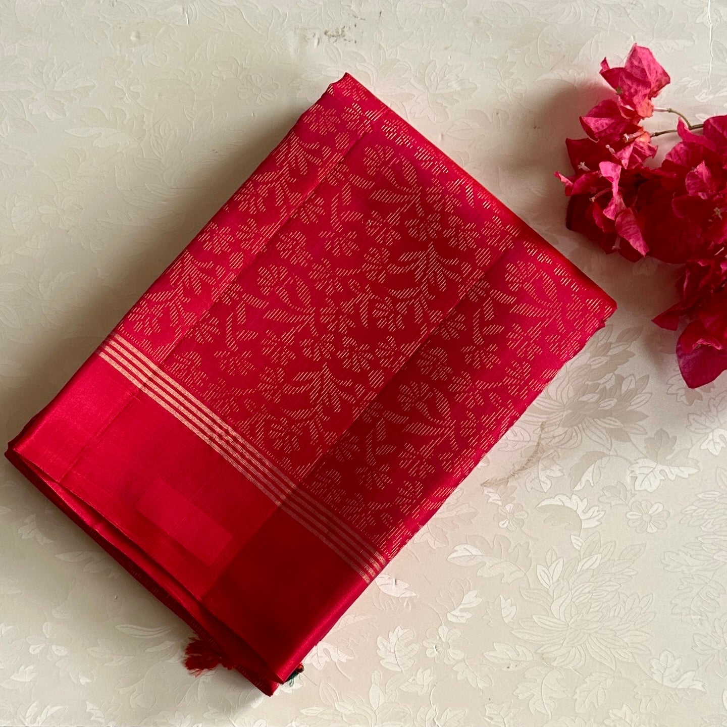 Rani Pink Designer Pure Silk Saree With Antique Gold Zari Pallu
