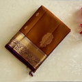 Burnt Orange Silk Saree Plum Purple Pallu Metallic Gold Zari