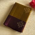 Regal Purple Gold Pallu Mustard Body Woven Saree For Weddings