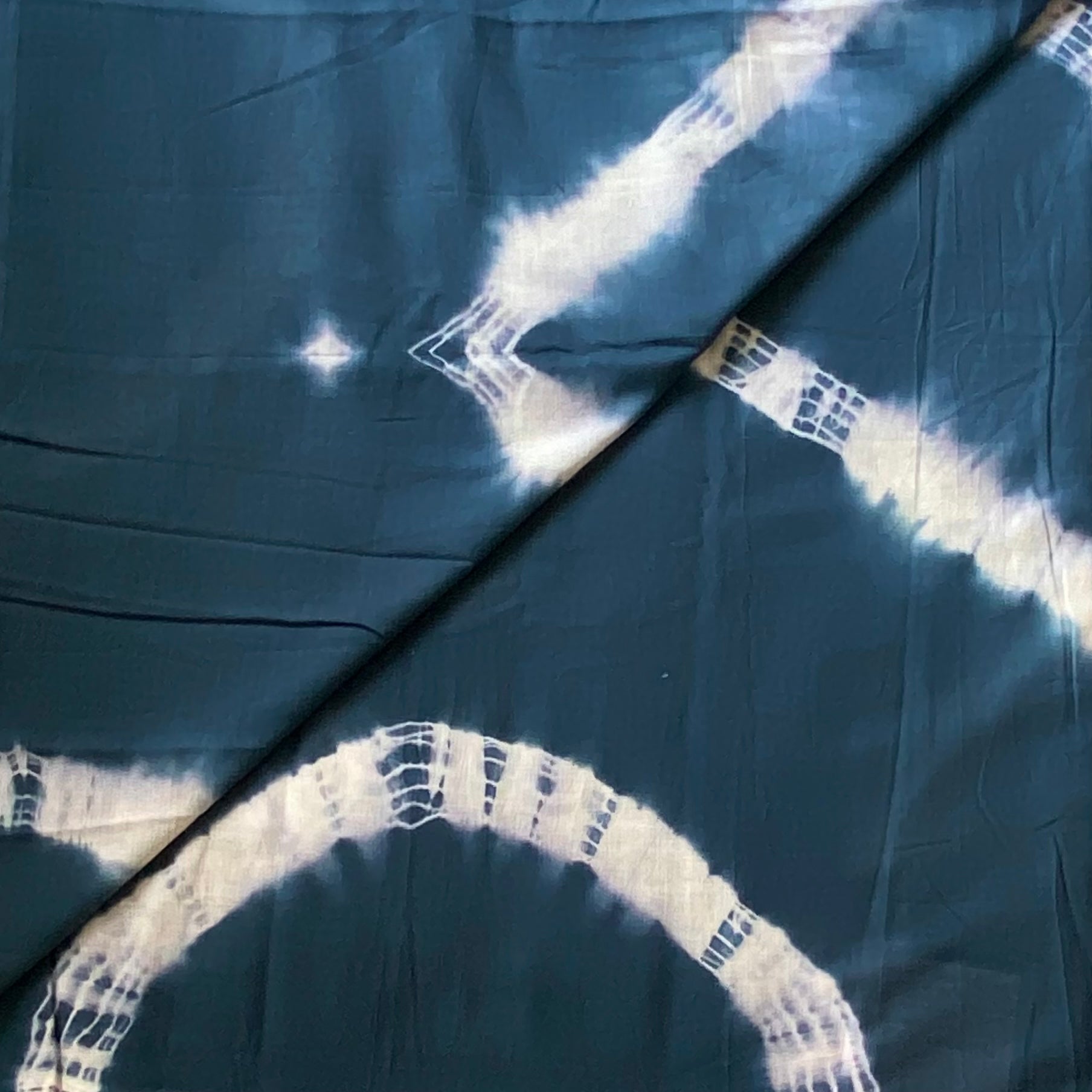 Indigo Tie Dye Saree White Arched Bands Soft Drape
