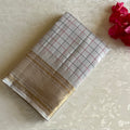Slate Grey Designer Pure Silk Checkered Beauty With Rich Rani Pink Pallu