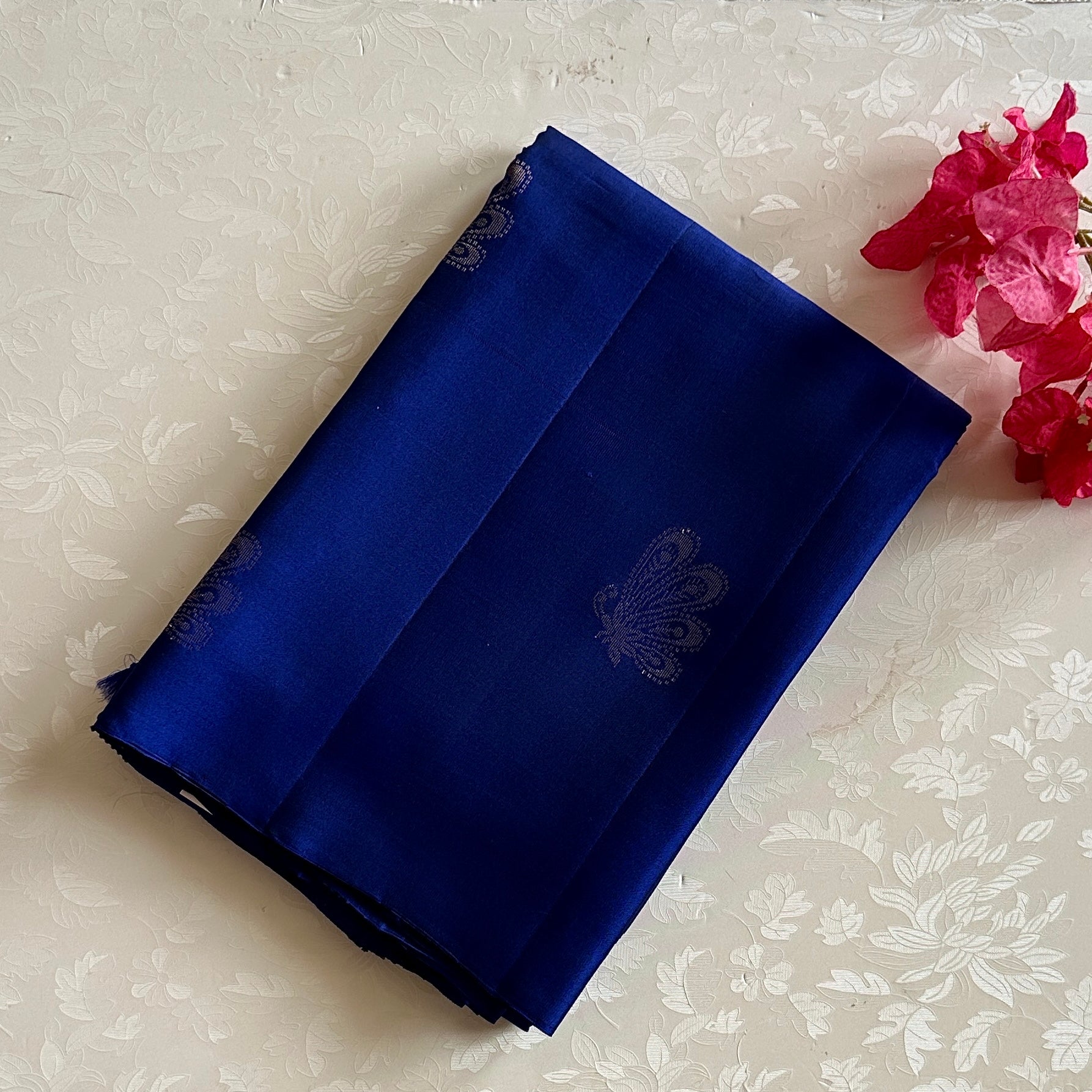 Royal Blue Silk Saree With Gold Zari Butterfly Buta
