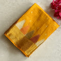 Mustard Yellow Zari soft tussar silk with temple borders