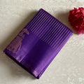 Metallic Lavender Designer Pure Silk Saree With Antique Gold Motifs
