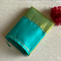Jewel Green Designer Pure Silk Saree With Metallic Turquoise Pallu