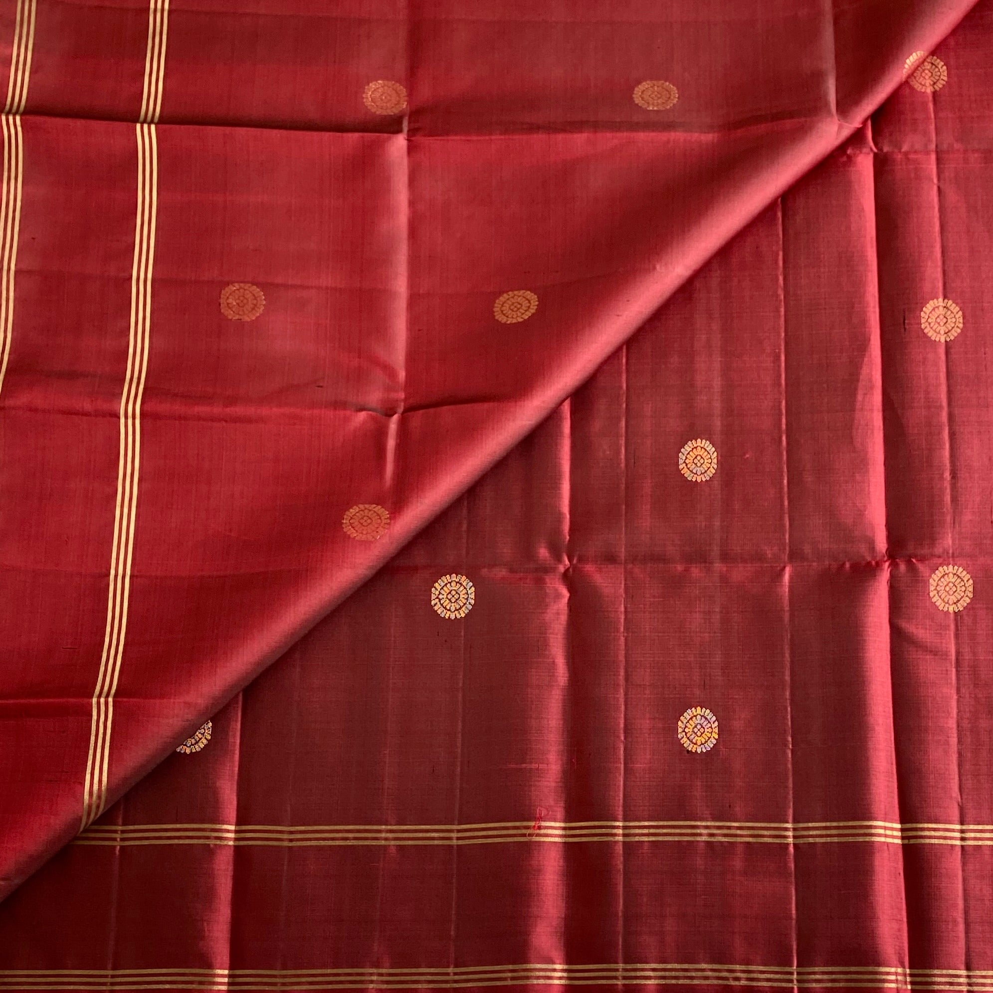 Rustic Maroon Designer Pure Silk Saree With Mint Green Pallu