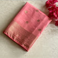 Rose Pink Banarasi Silk Saree With Gold Zari Border Traditional