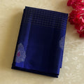 Sapphire Blue Silk Saree Silver Zari Floral Border Paisley Buta