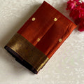 Classic Burnt Orange With Espresso Brown Pure Zari Kanjeevaram