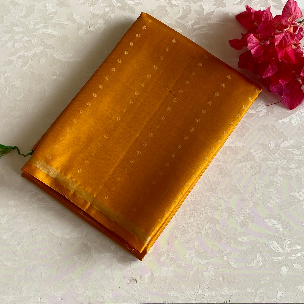 Mustard Yellow Designer Pure Silk Saree With Peacock Green Pallu