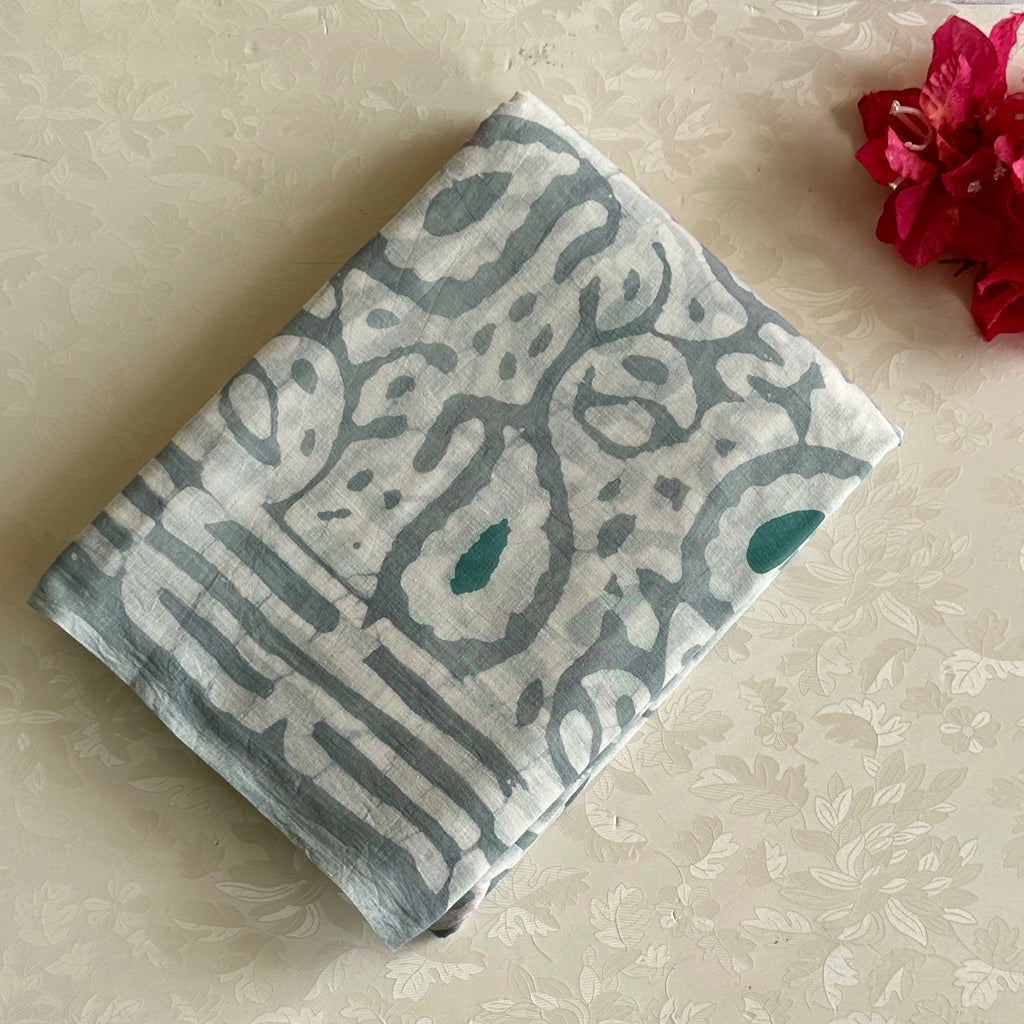 Dusty Blue Soft Tussar Silk Saree With Ivory Contrast Pallu