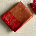 Burnt Orange Silk Saree with Gold Brocade Crimson Paisley Border