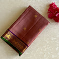 Dusty Rose Kanjeevaram Pure Zari Silk Saree With Royal Purple Pallu
