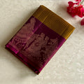 Mustard Gold Designer Pure Silk Saree With Rich Magenta Pallu