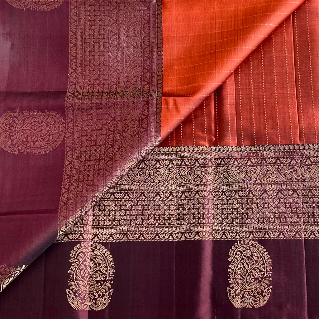 Crimson Red Designer Pure Silk Saree With Deep Plum Pallu