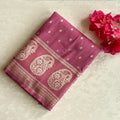 Deep Magenta Silk Saree With Gold Paisley Border And Buti