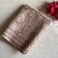 Antique Gold Soft Tussar Silk Saree With Plum Purple Pallu