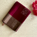 Deep Magenta Silk Saree Dusty Rose Pallu Floral Zari Border