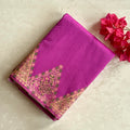 Fuchsia soft tussar with Meenakari temple borders n rich pallu