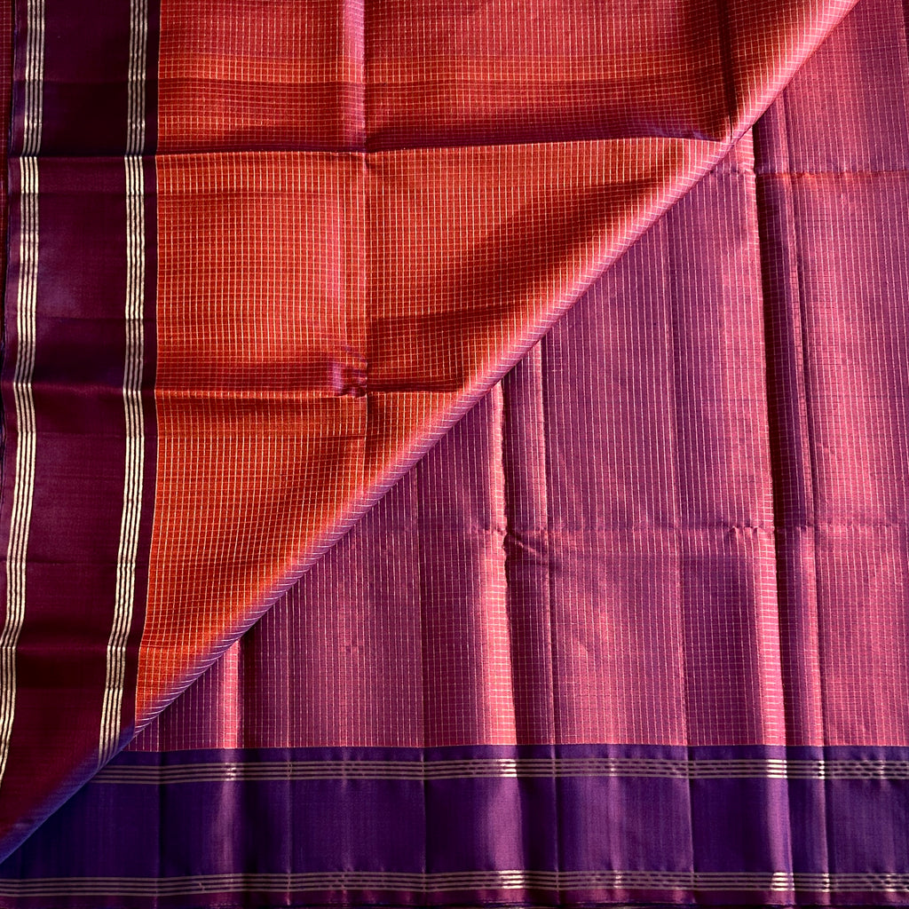 Magenta Silk Saree With Royal Purple Pallu And Gold Zari
