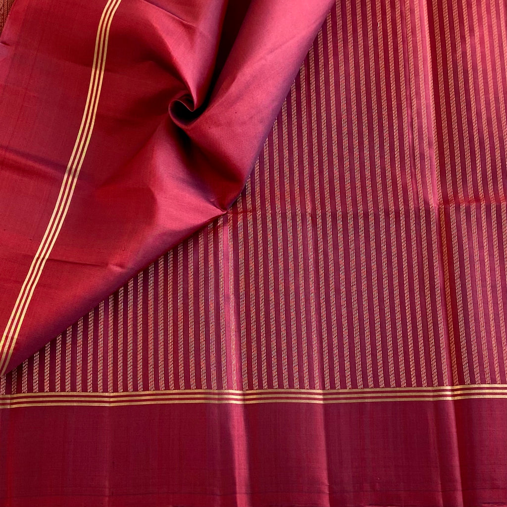 Deep Maroon Designer Pure Silk Saree With Antique Gold