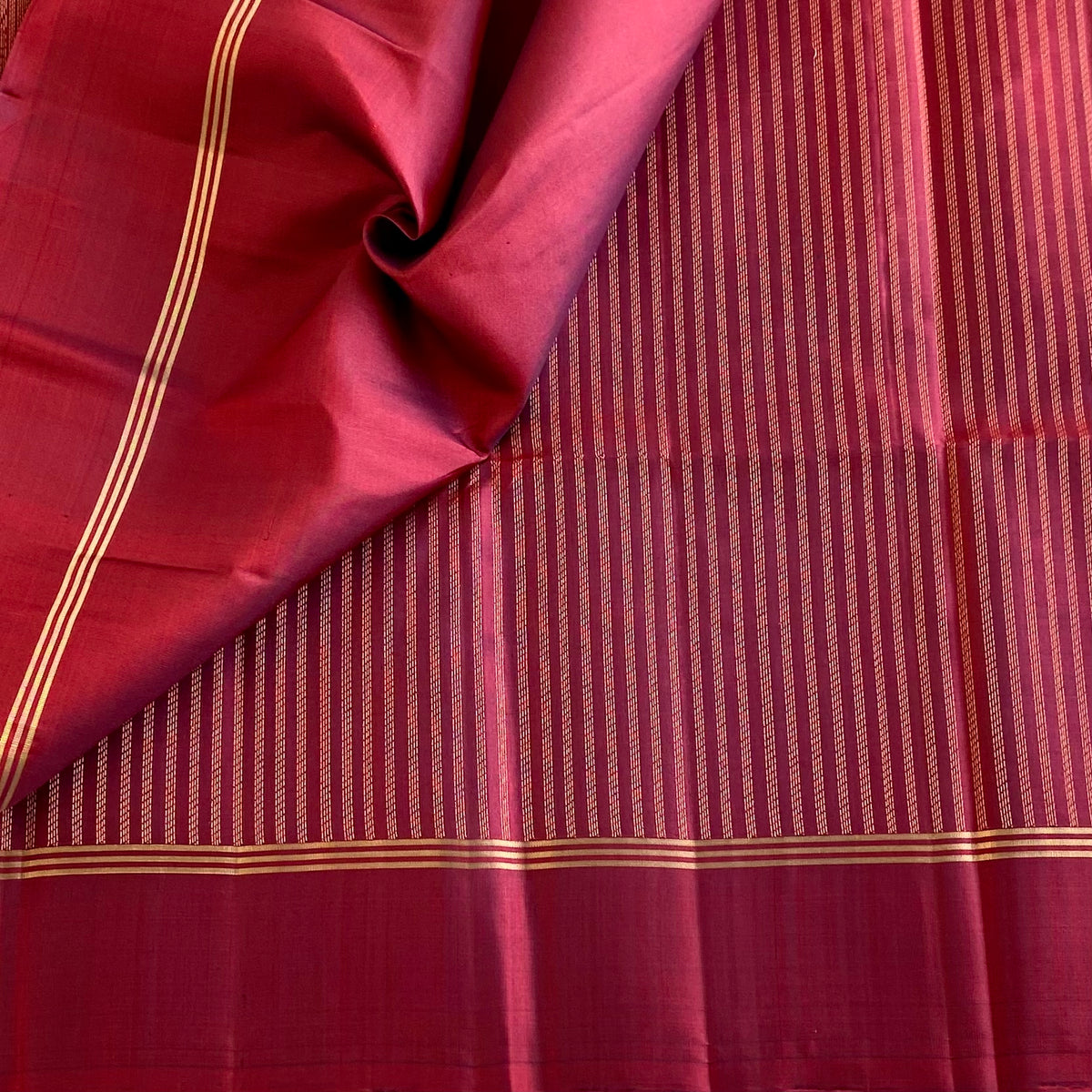 Deep Maroon Designer Pure Silk Saree With Antique Gold