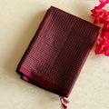 Burnt Orange Maroon Woven Saree Gold Buti Brocade Pallu Tassels