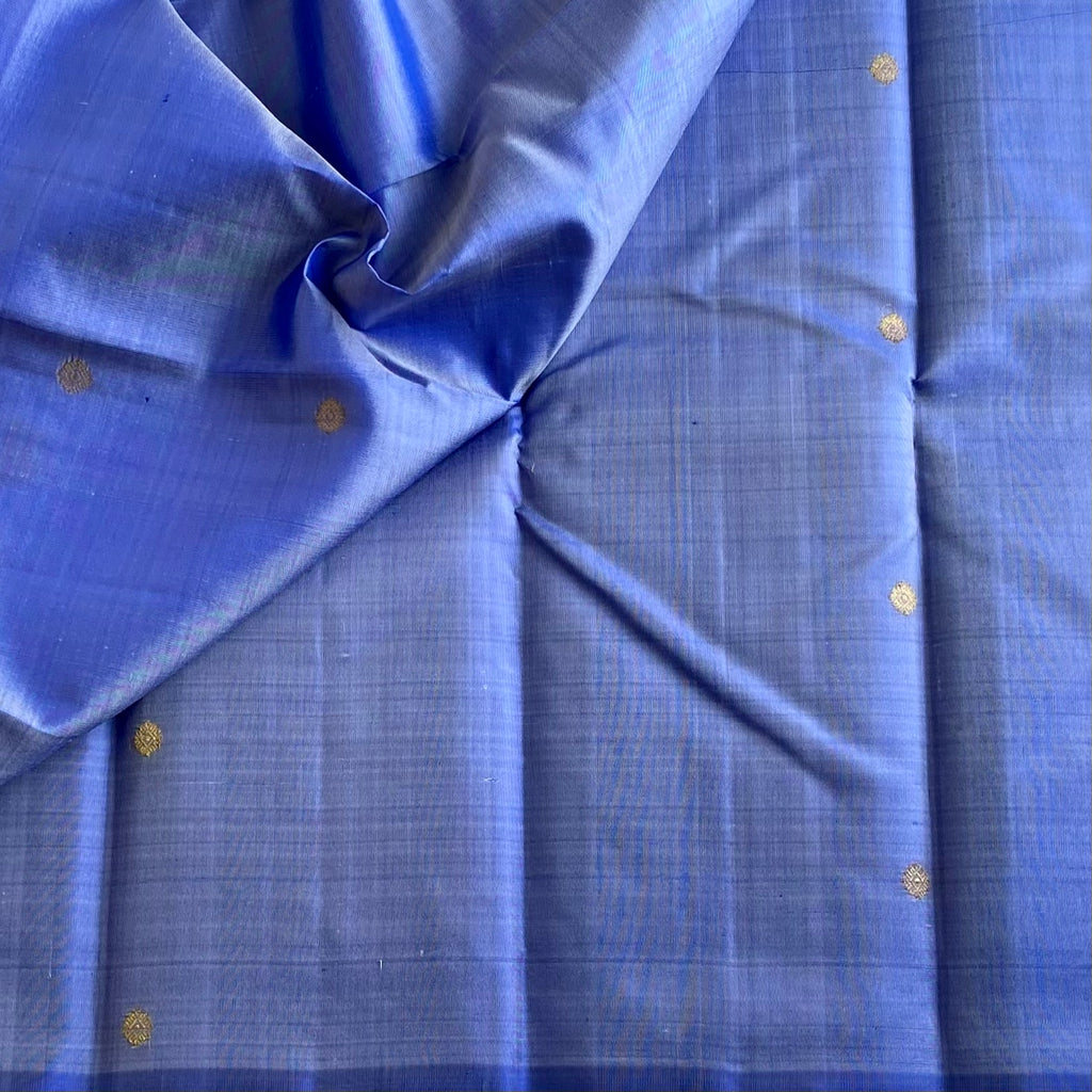 Periwinkle Blue Kanjeevaram Pure Zari Silk Saree With Rich Zari Pallu