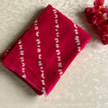 Magenta Bandhani Saree White Dotted Diagonal Pattern Soft Matte Finish