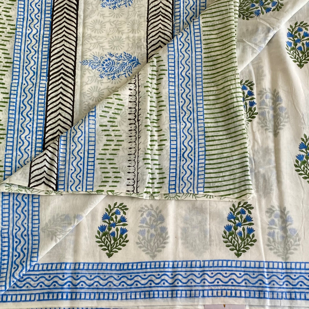 Off White Soft Tussar Silk Saree With Sky Blue Striped Border
