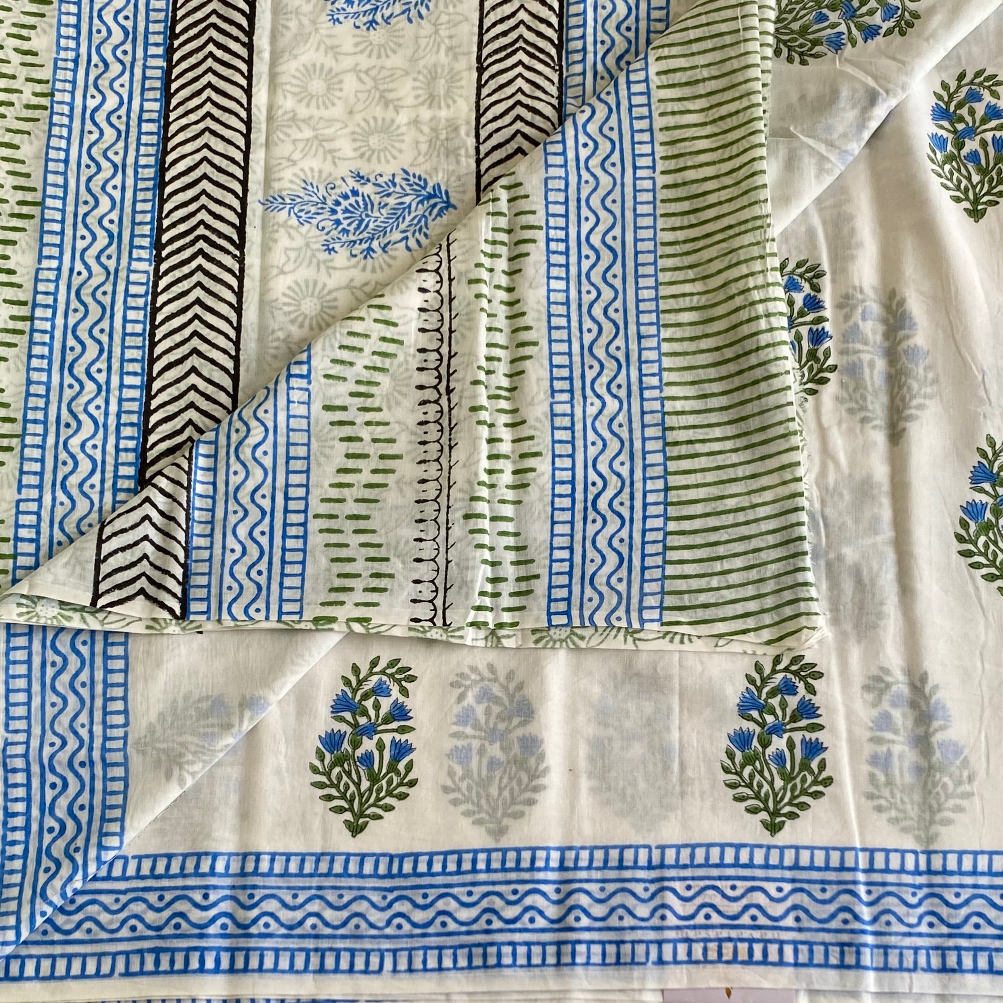 Off White Soft Tussar Silk Saree With Sky Blue Striped Border