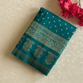Teal Brocade Zari Saree Paisley Pallu Dotted Buti Traditional Wedding