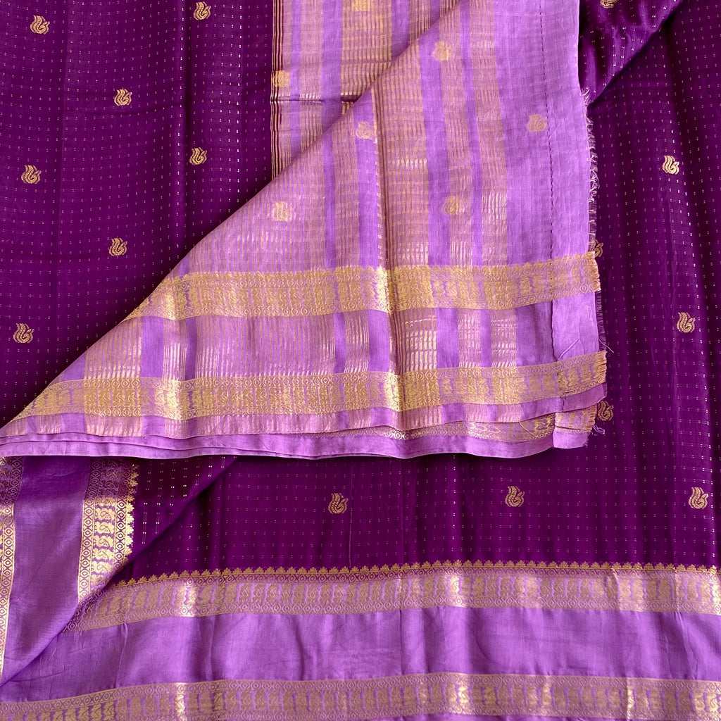 Royal Purple Soft Tussar Silk Saree With Light Lavender Pallu