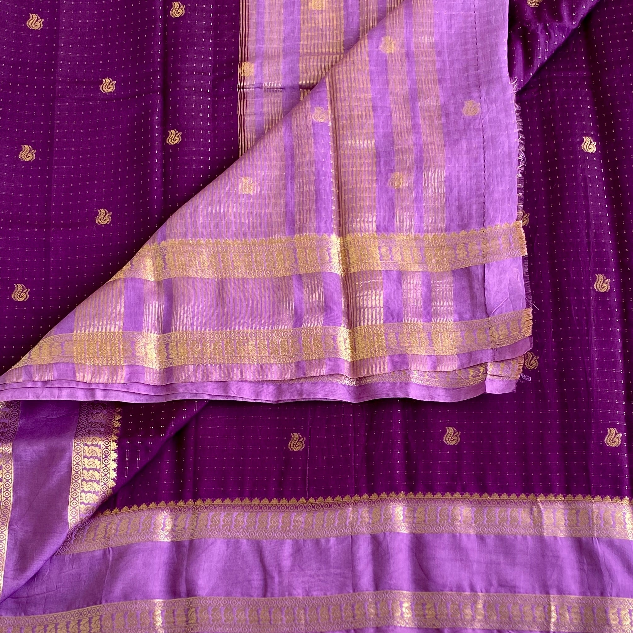 Royal Purple Soft Tussar Silk Saree With Light Lavender Pallu