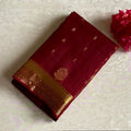 Deep Maroon Designer Pure Silk Saree With Metallic Gold Brocade