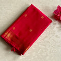 Cherry Pinkish red designer Kanjeevaram pure zari silk