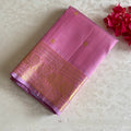 Kanjeevaram Pure Zari Silk Dreamy Lilac Pink With Zari Gold Border