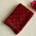 Burgundy Rose Pink Ajrakh Handblock Printed Silk Saree