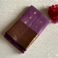 Metallic Mauve Designer Pure Silk Saree With Antique Gold Purple Pallu