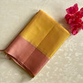 Dusky Dreamy Mustard with Rose gold designer handloom lightweight pure silk