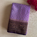 Royal Purple Brocade Saree Antique Gold Zari Lilac Pallu Traditional
