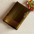 Olive Green Designer Pure Silk Saree With Antique Gold Pallu