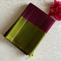 Berry Magenta Designer Pure Silk Saree With Stunner Green Pallu