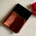 Burnt Orange Designer Pure Silk Saree With Black Pallu