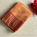 Peach Magenta Zari Striped Pallu Diamond Motif Traditional Silk Saree