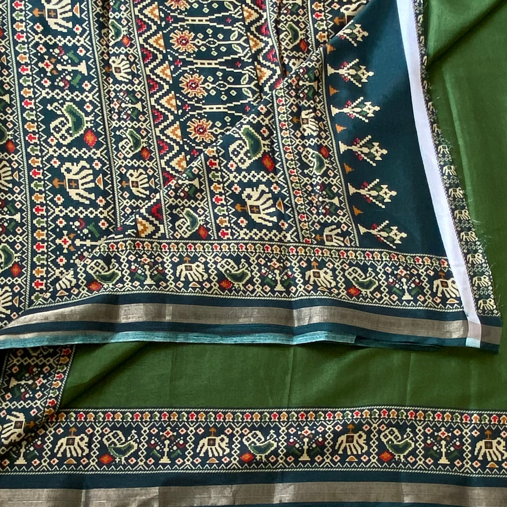 Rare Olive with deep teal soft printed cotton comfort