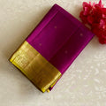 Stunner Magenta Designer Pure Silk Saree With Olive Green Pallu