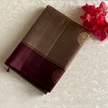 Antique Gold Designer Pure Silk Saree With Deep Wine Maroon Pallu