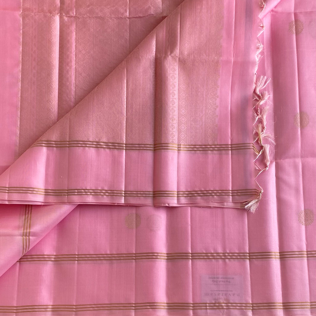 Pastel Rose Designer Pure Silk Saree With Antique Gold Zari Pallu